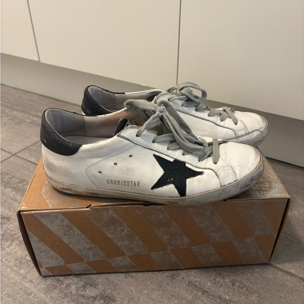 Golden Goose White and Black Sneakers